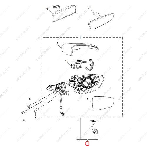 MG Reverse mirror assembly OEM 11176151SPRP FOR  MG GT