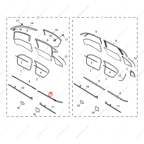 MG Door glass pressure strip OEM 10085326 FOR  MG6