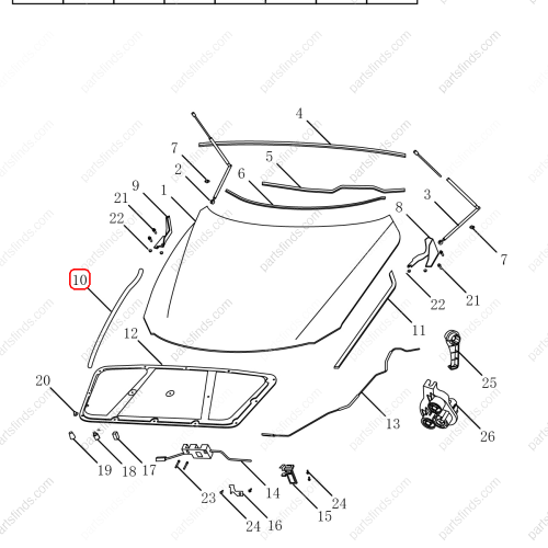 GEELY Hood rubber strip OEM 5032003200 / 1062031243 FOR  Emgrand GT