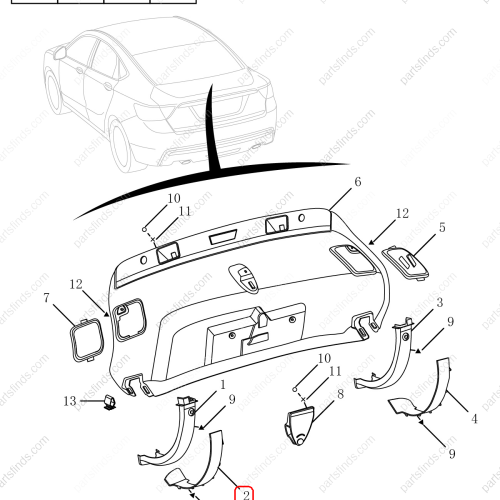 GEELY Tailgate hinge trim panel OEM 6051000800742 / 106803012700742 FOR  Emgrand GT