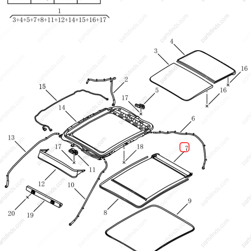 GEELY Sunroof sunshade OEM 5072039800725 / 6600173170725 FOR  Tugella