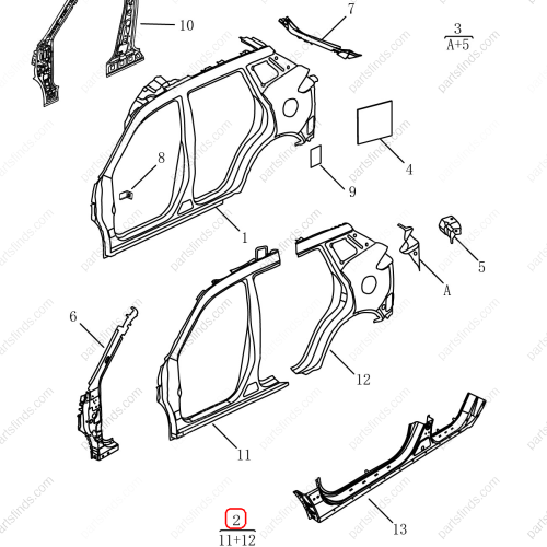 GEELY Side panel OEM 5038016700C15 / 101203061601C15 FOR  Emgrand X7 Sport