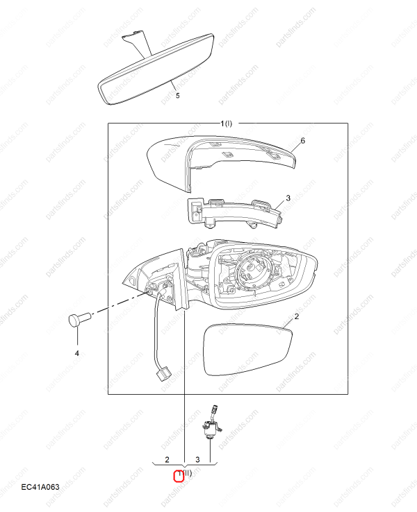 MG Reverse mirror assembly OEM 11717136SPRP FOR  MG5