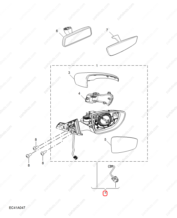 MG Reverse mirror assembly OEM 11304644SPRP FOR  MG GT