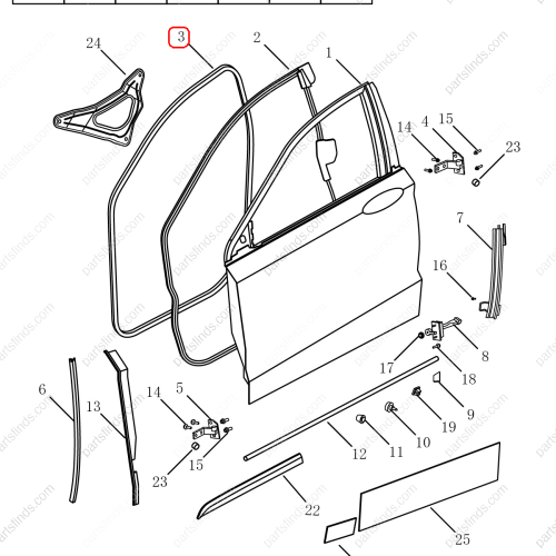 GEELY Door frame weatherstrip OEM 5075001800 / 1062031299 FOR  Emgrand GT