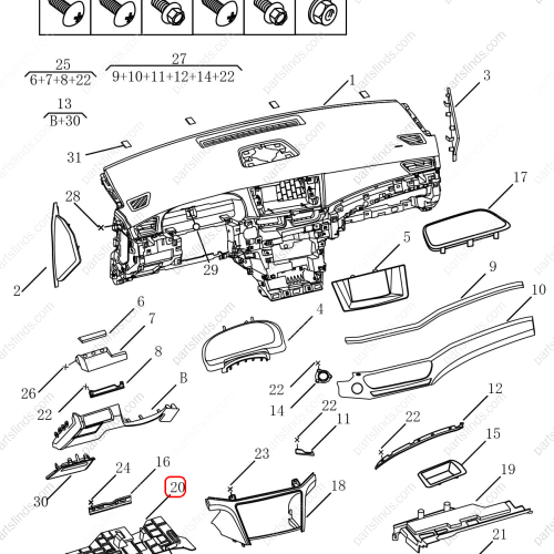 GEELY Instrument panel lower guard plate OEM 6027012200419 / 106803023600419 FOR  Emgrand GT