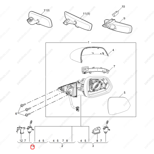 MG Reverse mirror assembly OEM 30136861SPRP FOR  MG HS