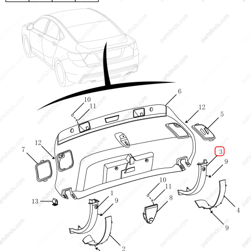 GEELY Tailgate hinge trim panel OEM 6051000500742 / 106803012900742 FOR  Emgrand GT