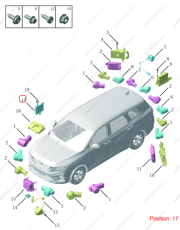 GEELY Reverse radar control unit OEM 7088050700 / 8890645742 FOR OKAVANGO