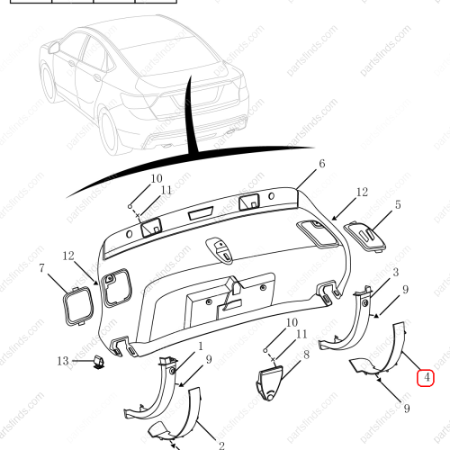 GEELY Tailgate hinge trim panel OEM 6051000600742 / 106803013000742 FOR  Emgrand GT