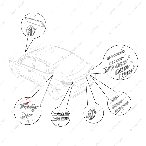 MG Fender Label OEM 10745024 FOR  MG6