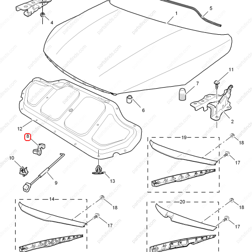 MG Bonnet/hood prop rod bracket OEM 50011943 FOR  MG350