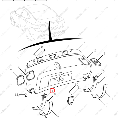 GEELY Tailgate hinge trim panel OEM 6051000700742 / 106803012600742 FOR  Emgrand GT