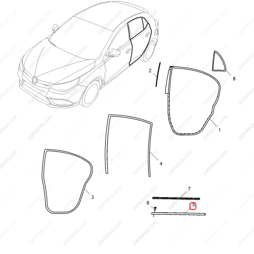 MG Door glass pressure strip OEM 30030671 FOR  MG5