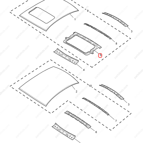 MG PANORAMIC SUNROOF REAR SECTION REPAIR KIT  OEM 10044759 FOR  MG350