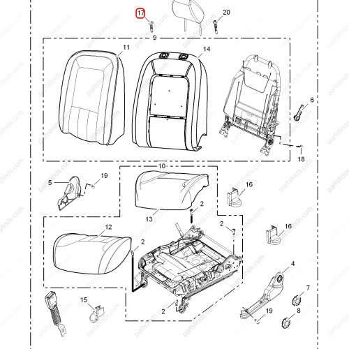 MG Seat headrest guide sleeve OEM 30036278ASA FOR  MG5